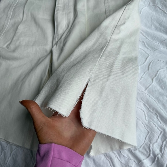 Derek Lam Long White Jean Shorts with Slit Side Detail - Picture 7 of 9